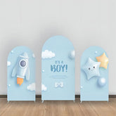 Blau Rakete Stern Wolke Baby Dusche Bogen Hintergrund Bausatz
